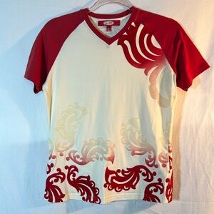 Russian Olympic Team V Neck Short Sleeve T-Shirt size L